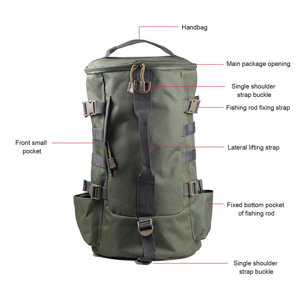 Cylindrical Lure Bag Outdoor Backpack Rod Storage Bag Durable Waterproof Fabric For Fishing Enthusiasts