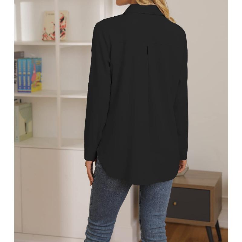 YYFS Женская мода, повседневные весенне-осенние однотонные рубашки-поло с длинным рукавом и принтом, блузки и рубашки