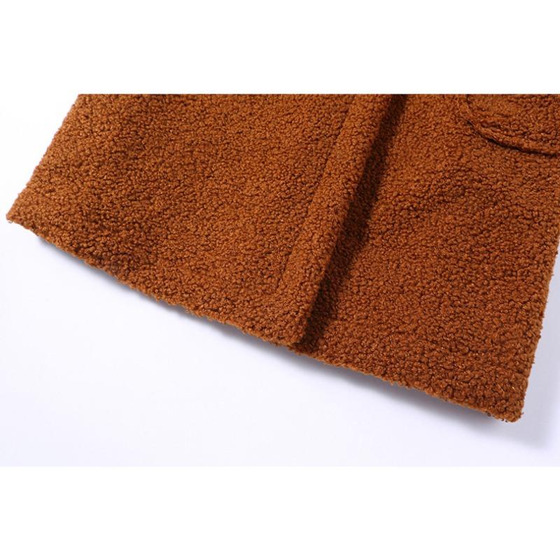 Зимняя бархатная утолщенная двусторонняя куртка из искусственной кожи средней длины с воротником для женщин