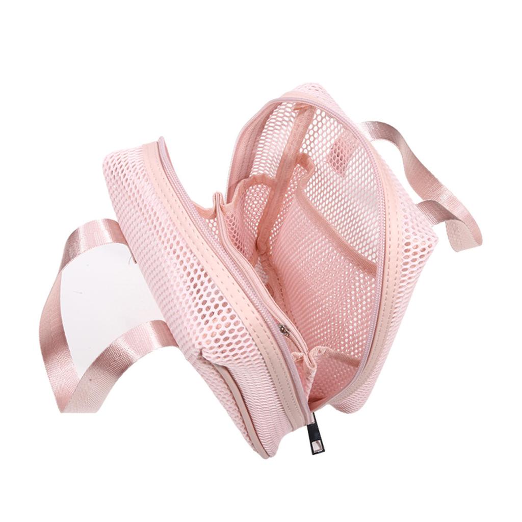 Travel Portable Large Capacity Zipped Mesh Cosmetic Bag Organizer Handbag Casual Multi-compartment Pocket Toiletry Pouch