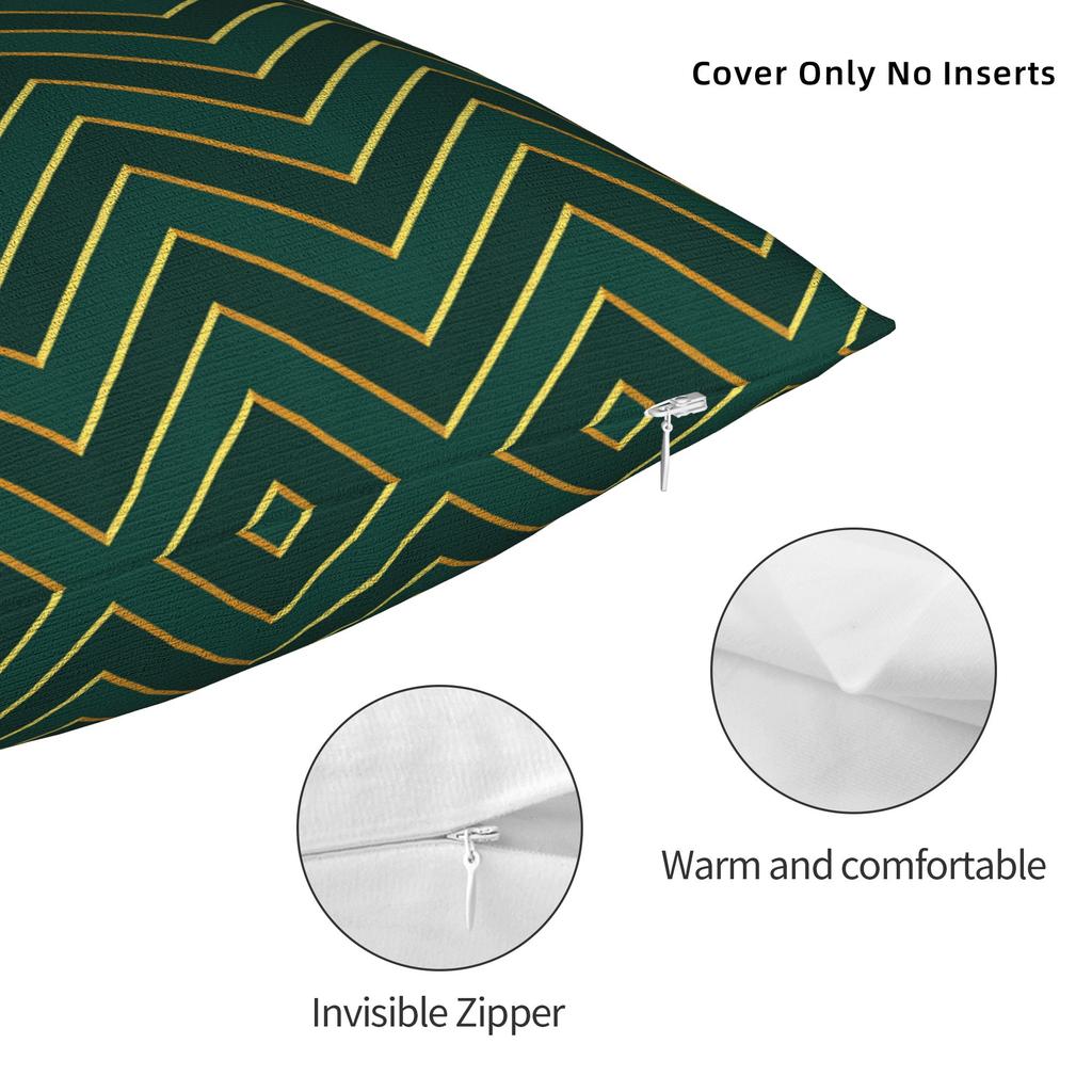 Green And Gold Line Pattern Pillow Cover Vintage Pillow Case For Living Room Bed Chair Print Pillowcases Birthday Present