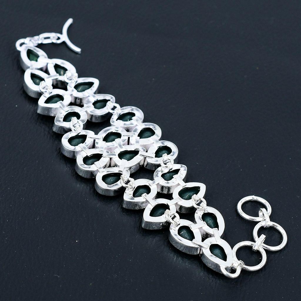 Браслет из стерлингового серебра 925 пробы ручной работы с изумрудным драгоценным камнем, серебряный браслет, изумрудный браслет для женщин, изумрудный браслет унисекс для подарков