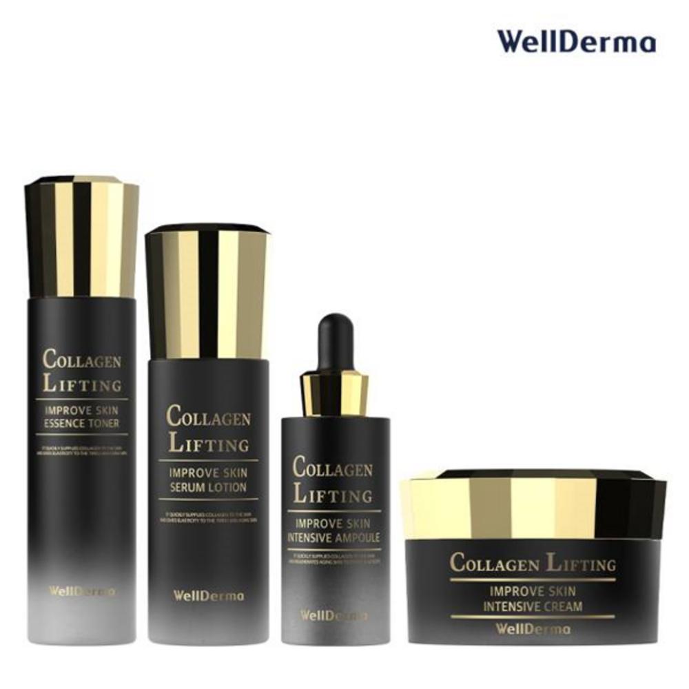 WellDerma Black Label Collagen Lifting Basic Set из 4 средств (Кожа/Лосьон/Ампула/Крем)