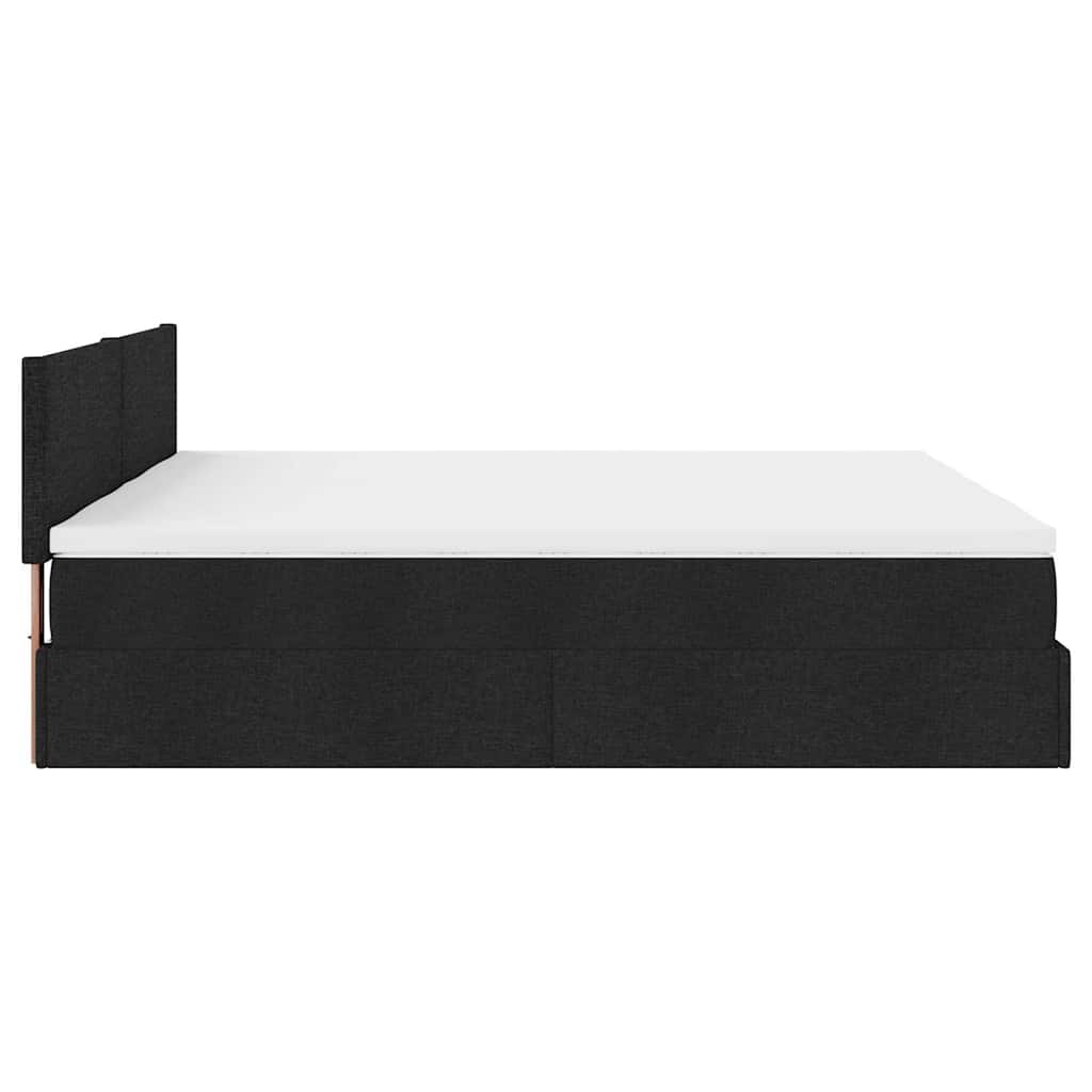 Ottoman Bed with Mattresses & LEDs Black 180x200 cm Fabric