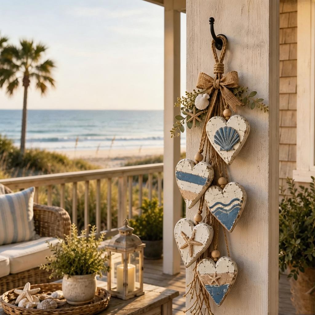 Heart Wall Art for Home 5 Layered Tiered Rustic Farmhouse Distressed Wood Jute Rope Boho Decor