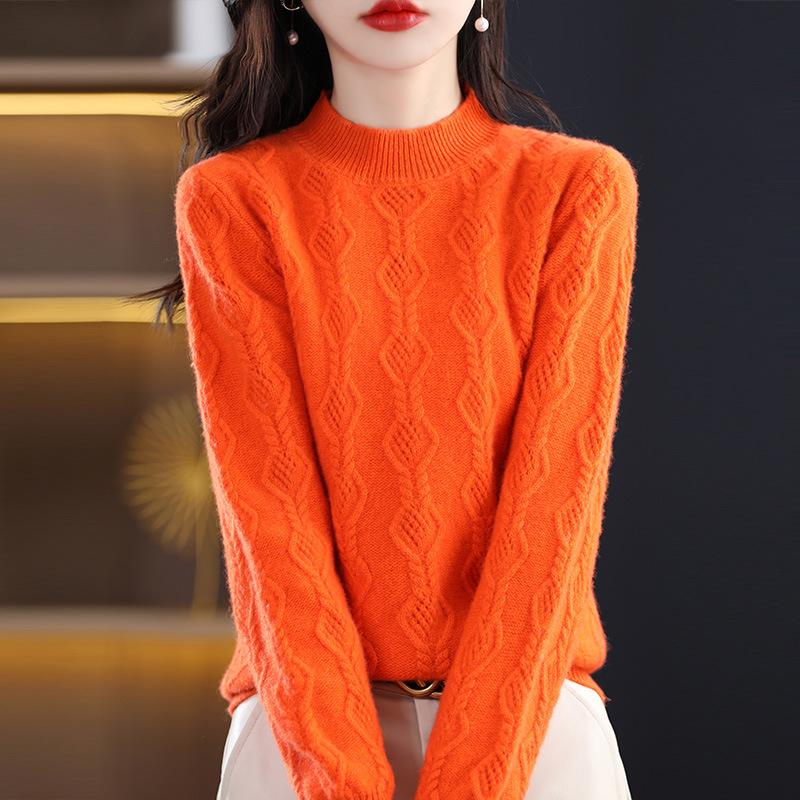 Кардиган с ромбовидным узором и вырезами, с полувысоким воротником, для женской весны и осени, новый, свободный и универсальный, модный шерстяной базовый топ-рубашка