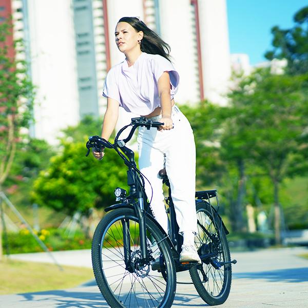 isinwheel U2 350W Step-Through Electric Bike - City Commuter with Suspension & 7-Speed