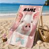 Custom Name Pig Bubbles Beach Towel Microfiber Beach Towel, Lightweight and Quick-Dry, for Summer Travel, Swimming Pool Gift