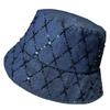 Premium stylish genuine glossy plaid dark denim navy blue fisherman's hat children's spring and summer sun protection sunshade basin hat