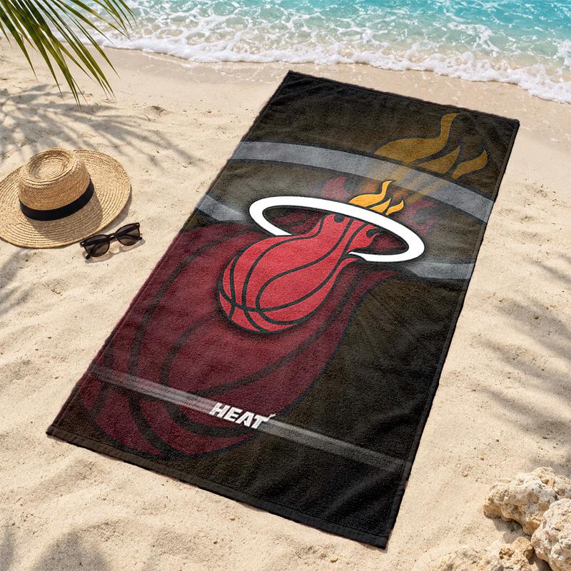 Пляжное полотенце Miami Heat Быстросохнущее, не прилипает песок, легкое, для путешествий, плавания, кемпинга