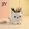 Pencil Pen Storage Cup Holder, Cartoon Cat Shape Desk Organizer, Smooth Surface Decorative Holder Stationery for Pencils Gel Pens Makeup Brushes