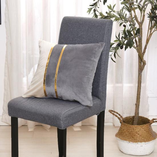 Pillow Case Plush Two-color Splicing Throw Pillow Cover Soft Stylish Decorative Cover with Hidden Zipper for Home