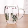 Floral Dry Flowers Cup Simple Heat Resistant Double Wall Glass Cup INS Trends High Borosilicate Glass Tea Coffee Cups