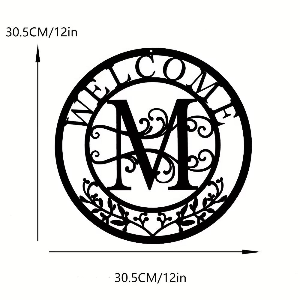 1 шт. Металлическая табличка с фамилией, Персонализированное искусство с фамилией семьи, Дизайн разделенной монограммы, Элегантный металлический настенный декор, Идеальный подарок на день рождения