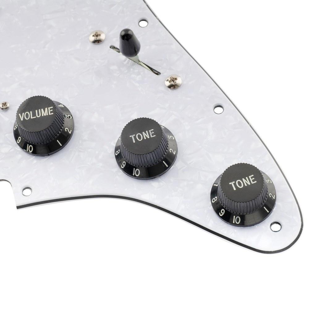 Musiclily Pro SSH Strat Wiring Pre-assembled Pickguard with Artec Alnico 5 Pickups for ST Stratocaster Electric Guitar White Pearl 4P
