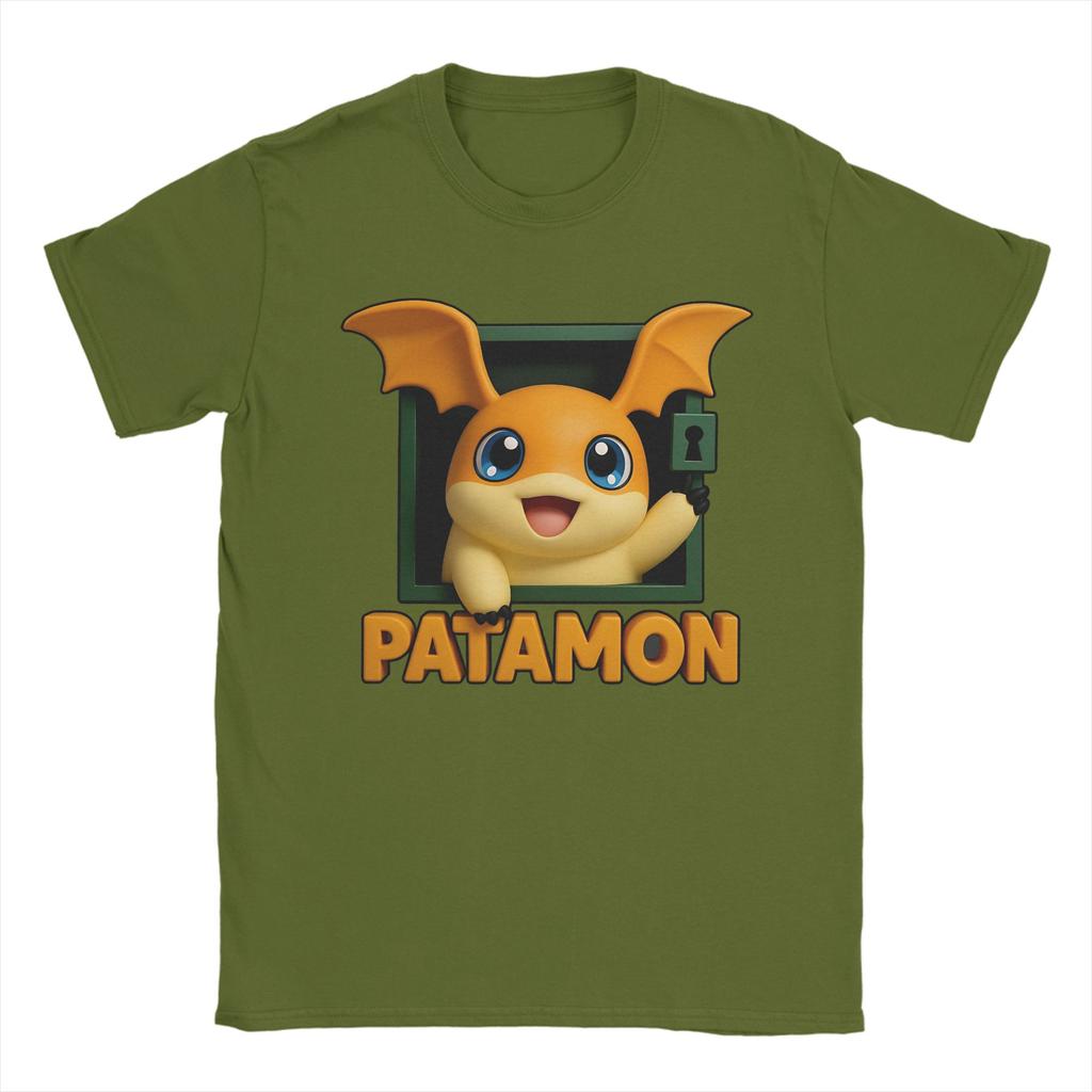 Новинка футболка Digimon Патамон Мужская с круглым вырезом с коротким рукавом Одежда 100% Хлопок Летний Топ Футболка