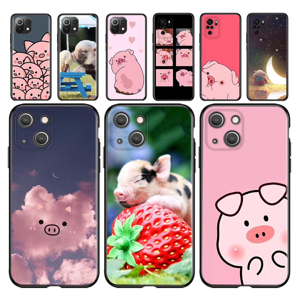 For Xiaomi Poco F3 M3 X3 GT Mi 11 11i 11T Ultra Redmi Note 10 10S The Pink Pig Cute For iPhone 13 Mini Pro Max Phone Case