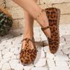 Shoes for Women 2024 Hot Sale One-word Buckle Women's Flats Autumn Mixed Colors Leopard Print Shallow Mouth Low-heeled Flats