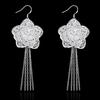 Charms high quality 925 Sterling Silver Beautiful tassel Flowers Earrings for Women fashion party wedding Jewelry Gifts