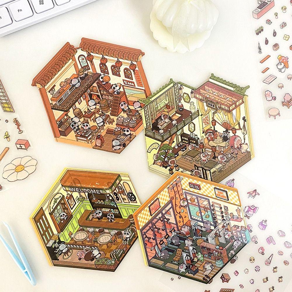 Сделай сам Визуальная наклейка для укладки Трехмерные ландшафтные наклейки Миниатюрная сцена 3D-наклейки