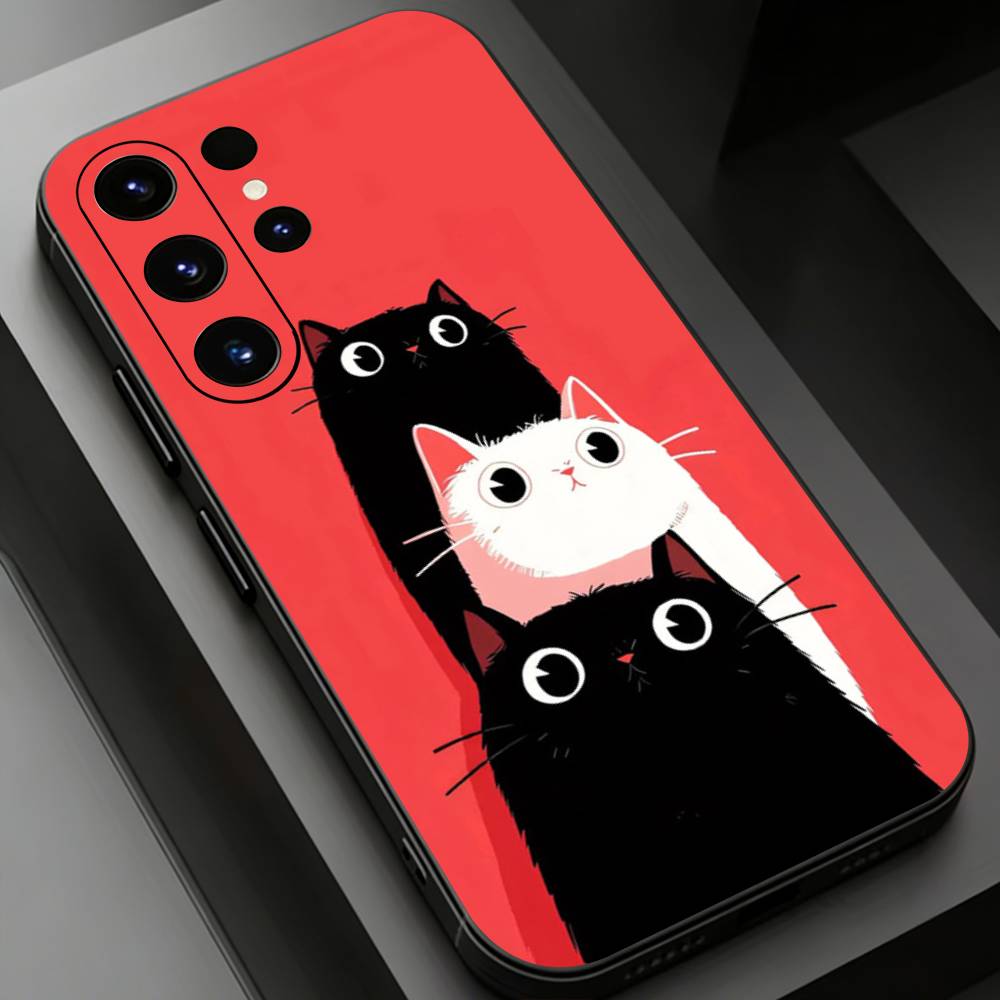 Black Cat Phone case for Samsung Galaxy S24,25,26,23 22,21,S20 Plus Ultra FE soft fundas cases