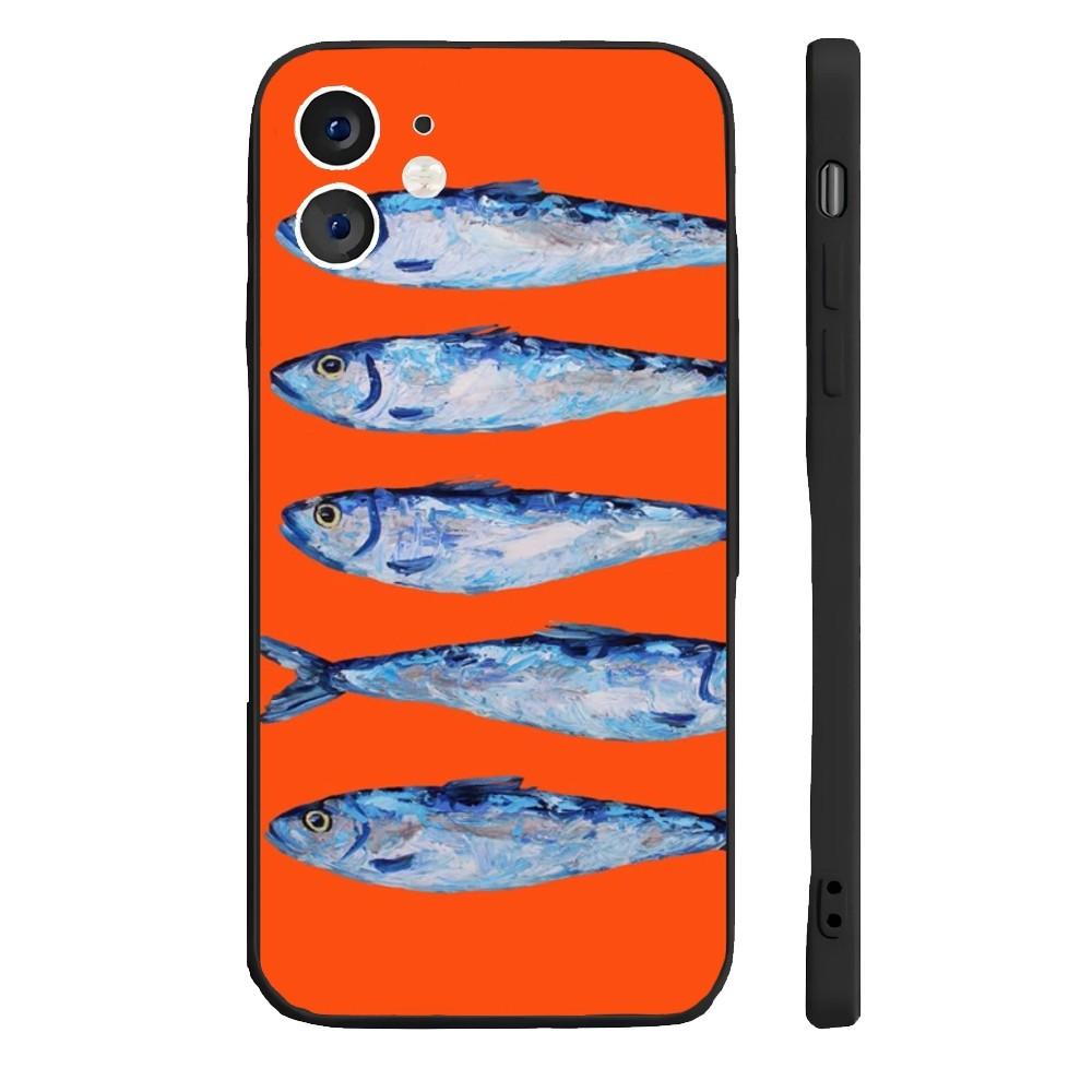 Забавный чехол для телефона с сардинами для iPhone 17 16 15 14 13 12 11 Pro Max Mini SE 7 8 Plus 17E Ударопрочный нескользящий силиконовый мягкий чехол