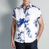 Летние повседневные рубашки с лацканами и принтом «Цветущая слива», мужские рубашки с коротким рукавом