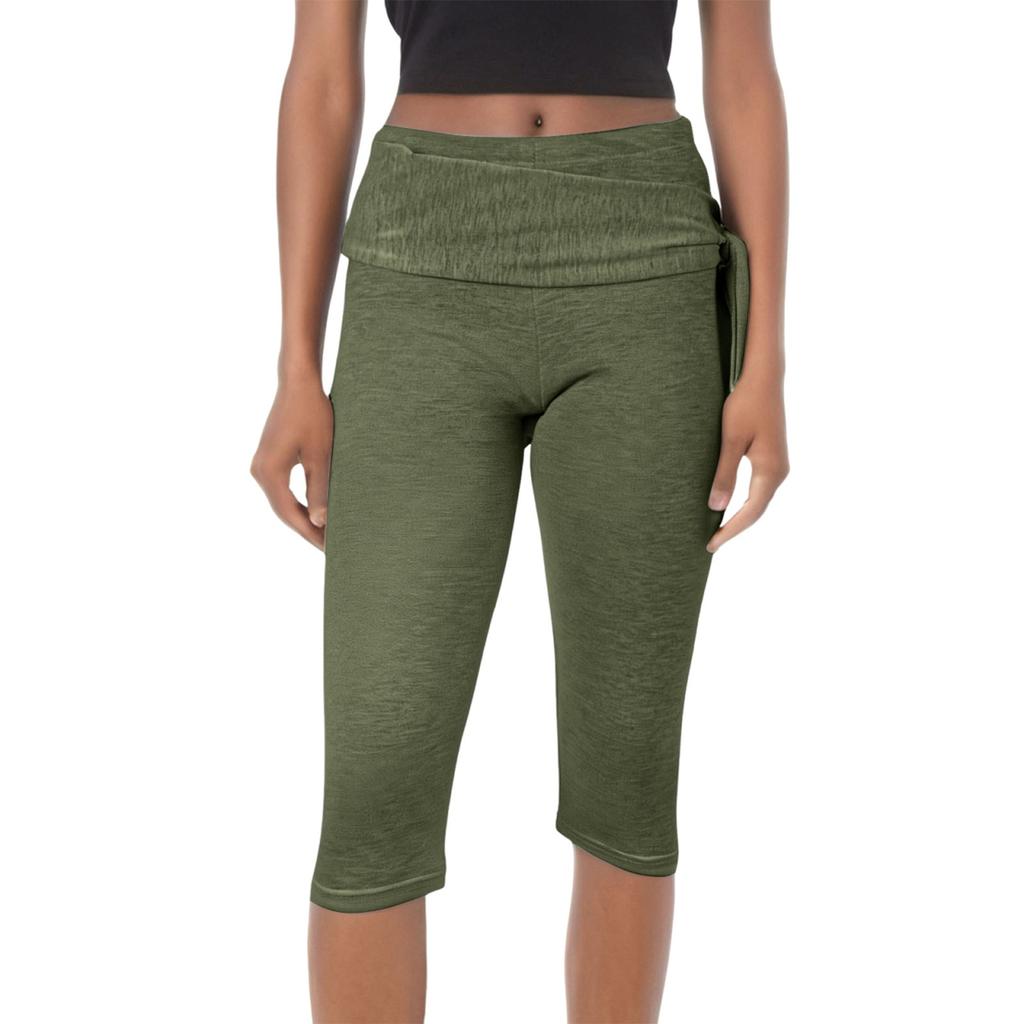 Женские облегающие брюки с низкой посадкой, эластичным поясом и двумя укороченными леггинсами, повседневные штаны для йоги с подъемом бедер