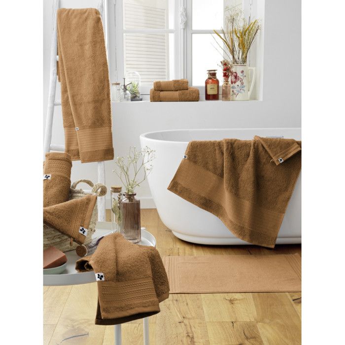 Tapis de bain "Garance" 50 x 70 cm / 100% Coton Bio / 600 gr/m² l'Effet Papillon - Garance Camel - Tapis de bain 50 x 70 cm