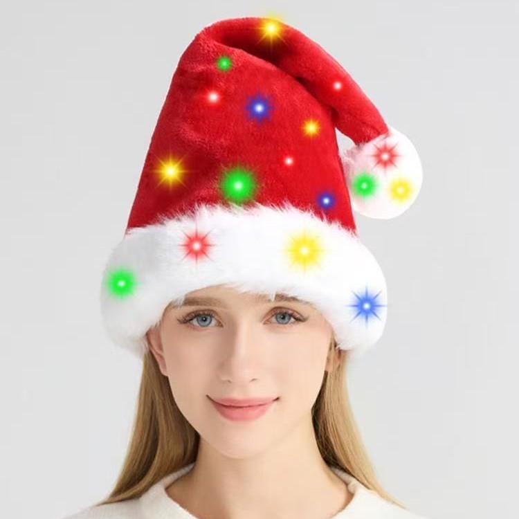 2025 High-End Multicolor Plush Christmas Hat for Adults & Kids - Perfect for Party Costumes & Decorations