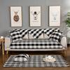 Sofa Mat with Thickened Anti Slip Cotton Thread, Sofa Mat for Autumn and Winter, Sofa Towel Cover for All Seasons, Modern Black and White Plaid Fabric