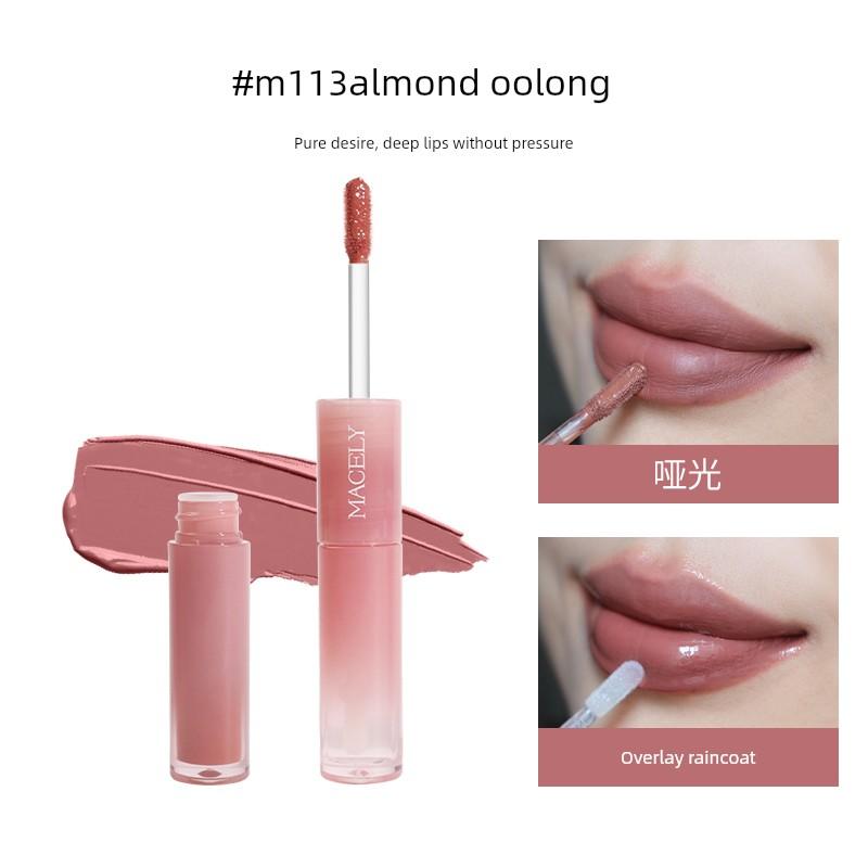 Mazhili Double-Ended Lip Glaze Mirror Matte Moisturizing Raincoat Lip Gloss Non-Stick Cup Lip Glaze Lip Gloss Lipstick for Women