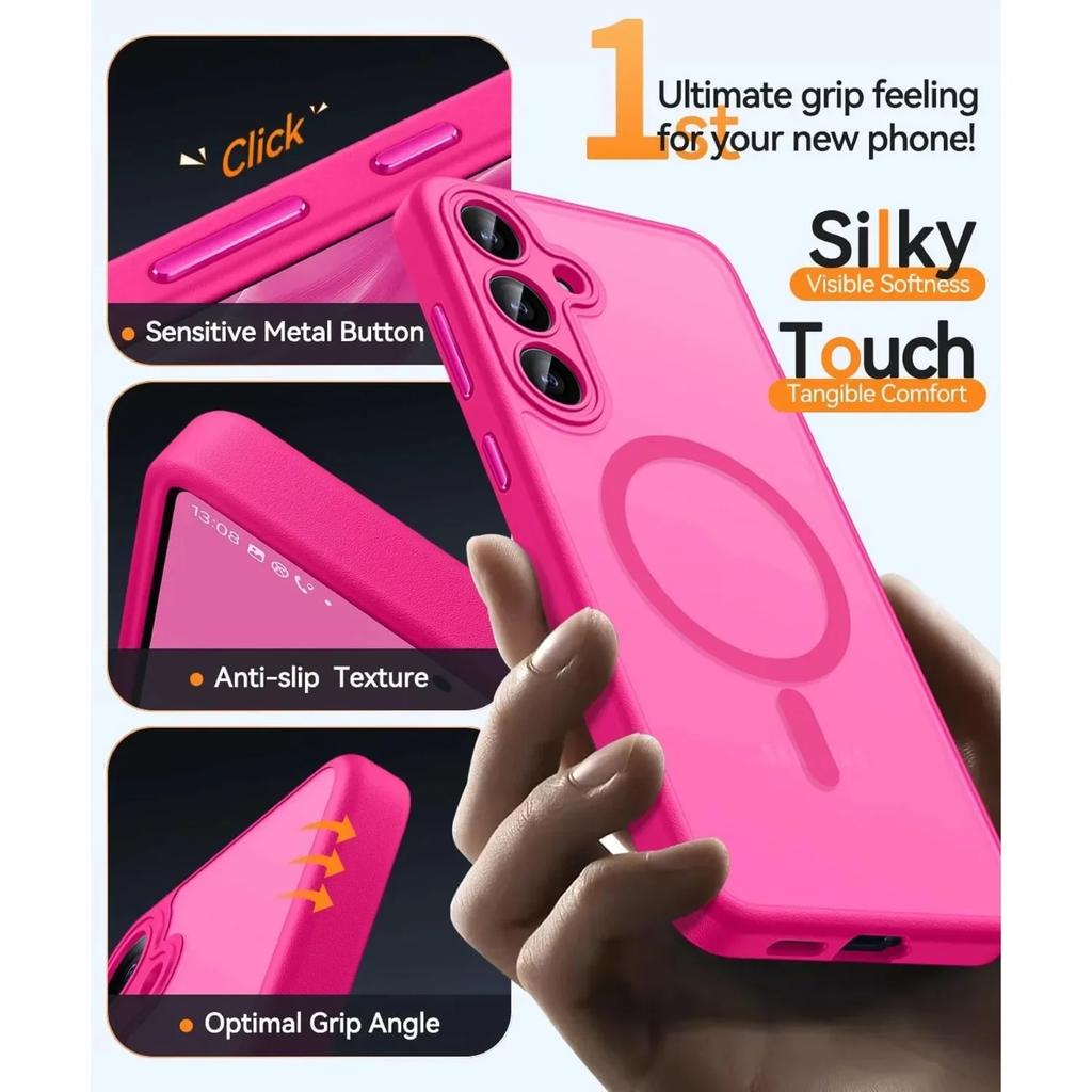 Роскошный матовый полупрозрачный магнитный чехол для беспроводной зарядки для Samsung Galaxy A56 A16 A36 A26 A06 A55 A35 A25 A15 A05 Magsafe чехол