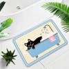 Black Cat Sardine Bath Mat Pink Blue Fish Can Non Slip Soft Plush Bathroom Rug Absorbent Floor Mat for Shower Tub Funky