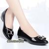 Female Fashion Sweet Golden Square Elegant Heel Low Heel for Night Club Women Black High Quality Office Spring Shoes Non-slip PU