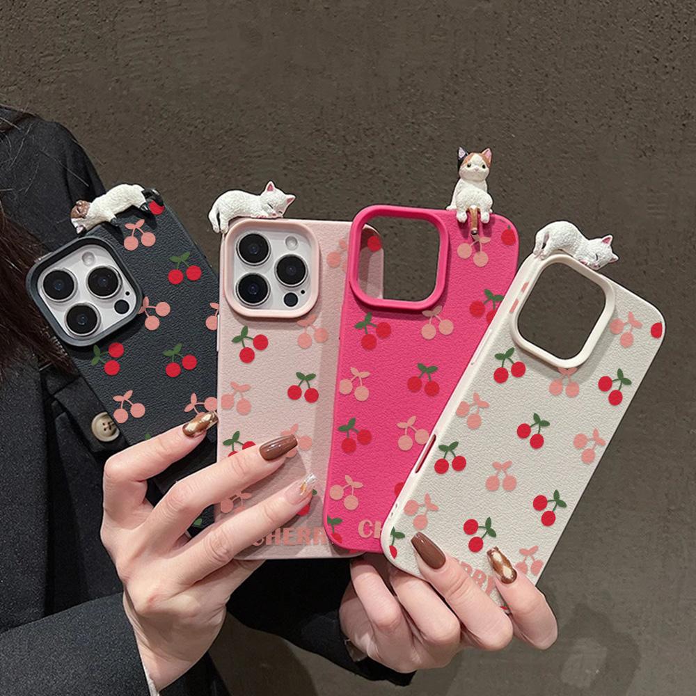 3D Чехол для телефона для iPhone 11 13 17 Pro Max 17 Air Case iPhone 13 15 16 Pro Max 12 14 Pro Max 14 15 Plus Милый 3D Котенок Мультяшный Кожаный