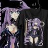 2026 Лето Гипердиунисекс Neptunia Neptune Cyber Circuit Аниме Графика Черная Футболка Унисекс Оверсайз Y2k Уличная Одежда Хлопковая Футболка