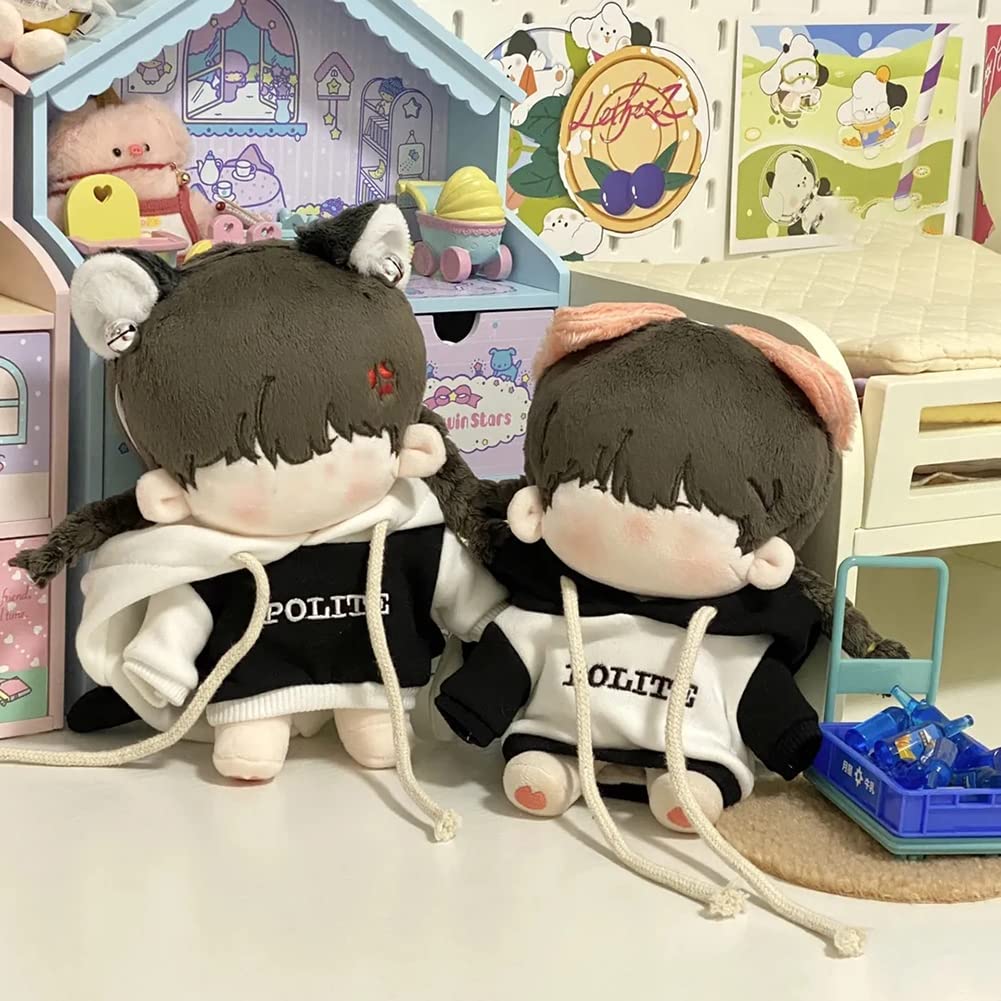 YUYAKESHI хлопковая кукла, переодевание для 20 см, мягкая свободная кукла с капюшоном, милая плюшевая кукла из 2 предметов, шапка, белая одежда, одежда, животные, толстовка с капюшоном, корова,