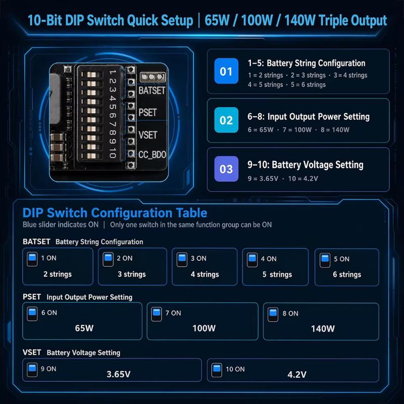 IP2366 140 Вт PD Модуль быстрой зарядки/разрядки с 0,96-дюймовым цветным TFT-дисплеем для портативных зарядных устройств в поездках