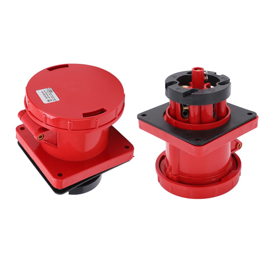 2pcs Industrial Straight Sockets 125A 3 Phase IP67 Waterproof Flush Mounting 380415V(3P+N+E 5Pin )