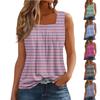 Women's Pleated Square Collar Sleeveless Vest Print T-shirt
