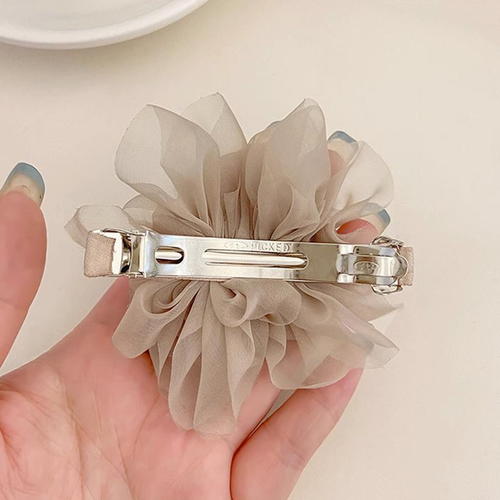 Элегантная и минималистичная заколка для волос в виде шифонового цветка для женщин, роскошная для четырех сезонов, минималистичная пружинная заколка, универсальный стиль