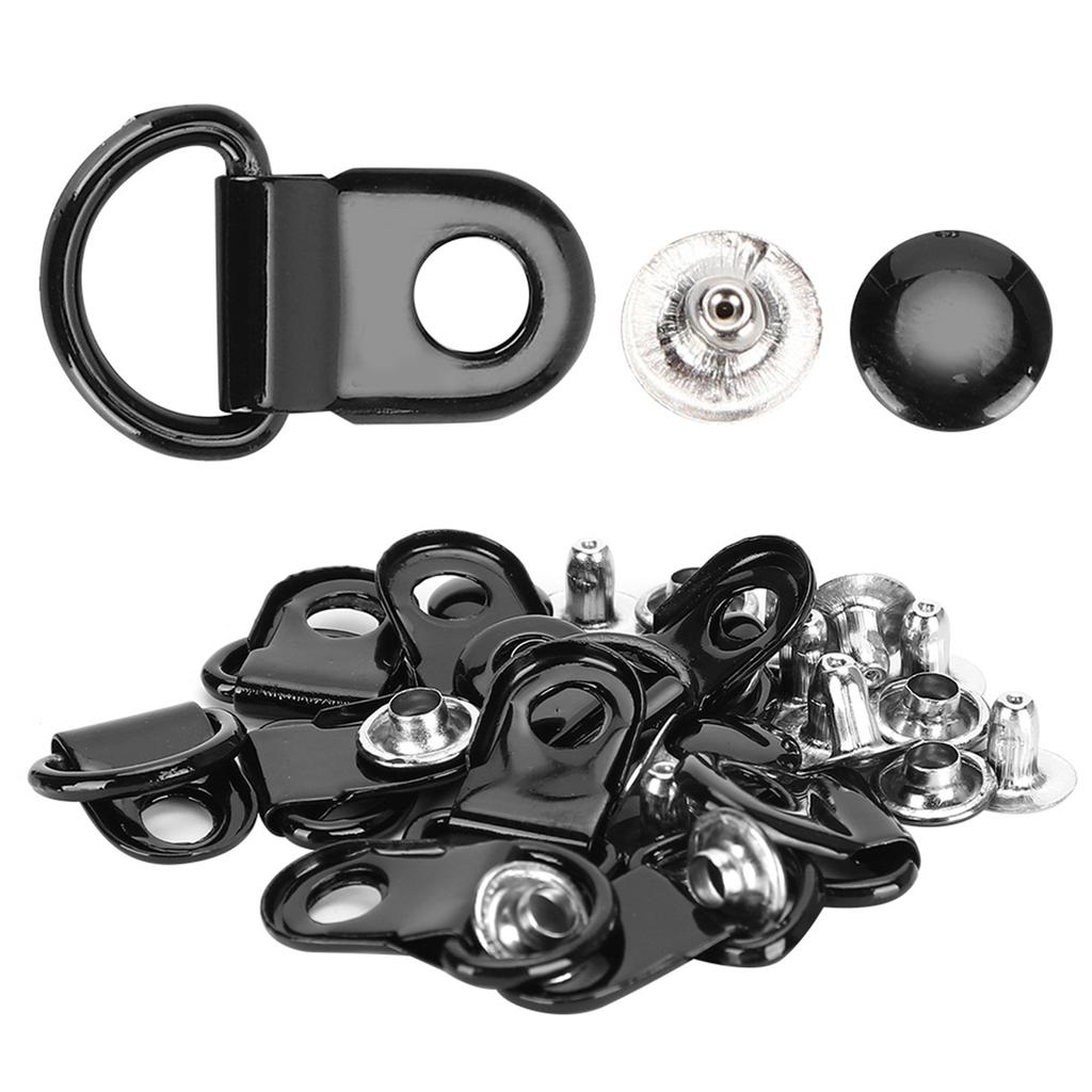 100 Set Shoelace Hook DRing Eyelet Buckle Brass Shoe Leather DIY Rivet Tool Gloss Black 9x22mm