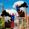 Новая мужская рубашка с короткими рукавами и круглым вырезом с принтом российского флага, мужская футболка, спортивная крутая одежда большого размера