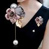Women Cloth Art Pearl Fabric Flower Brooch Cardigan Shirt Shawl Pin Coat Badge Jewelry Accessories