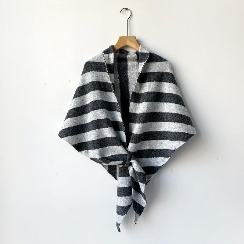 Lazy Elegant Celebrity Shawl Knitted Triangular Scarf Women's Autumn and Winter Neck Protection Warm Scarf Solid Color Shawl Air-conditioned Room