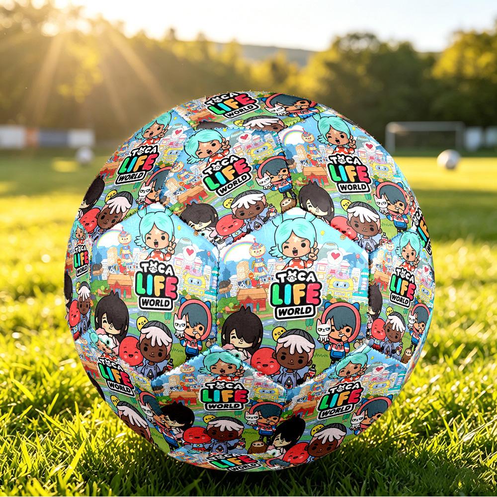 Size 5 Football Toca Boca Pattern, Wear‑Resistant Soccer Ball for Match Training Daily Sports Play