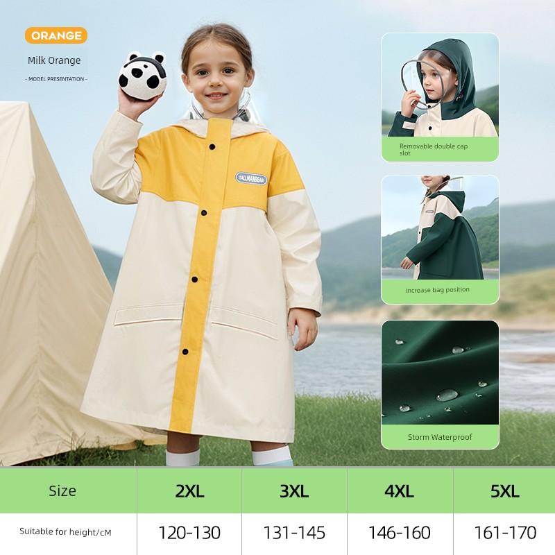 Children's Raincoat for Primary School Students 2025 New Girls Boys Middle and Big Children Full Body Rainstorm Prevention Girls Poncho