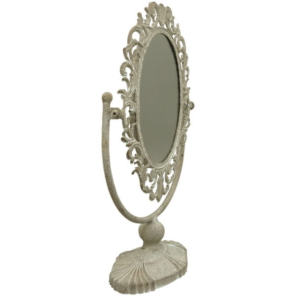 Standing dressing table mirror with carved frame