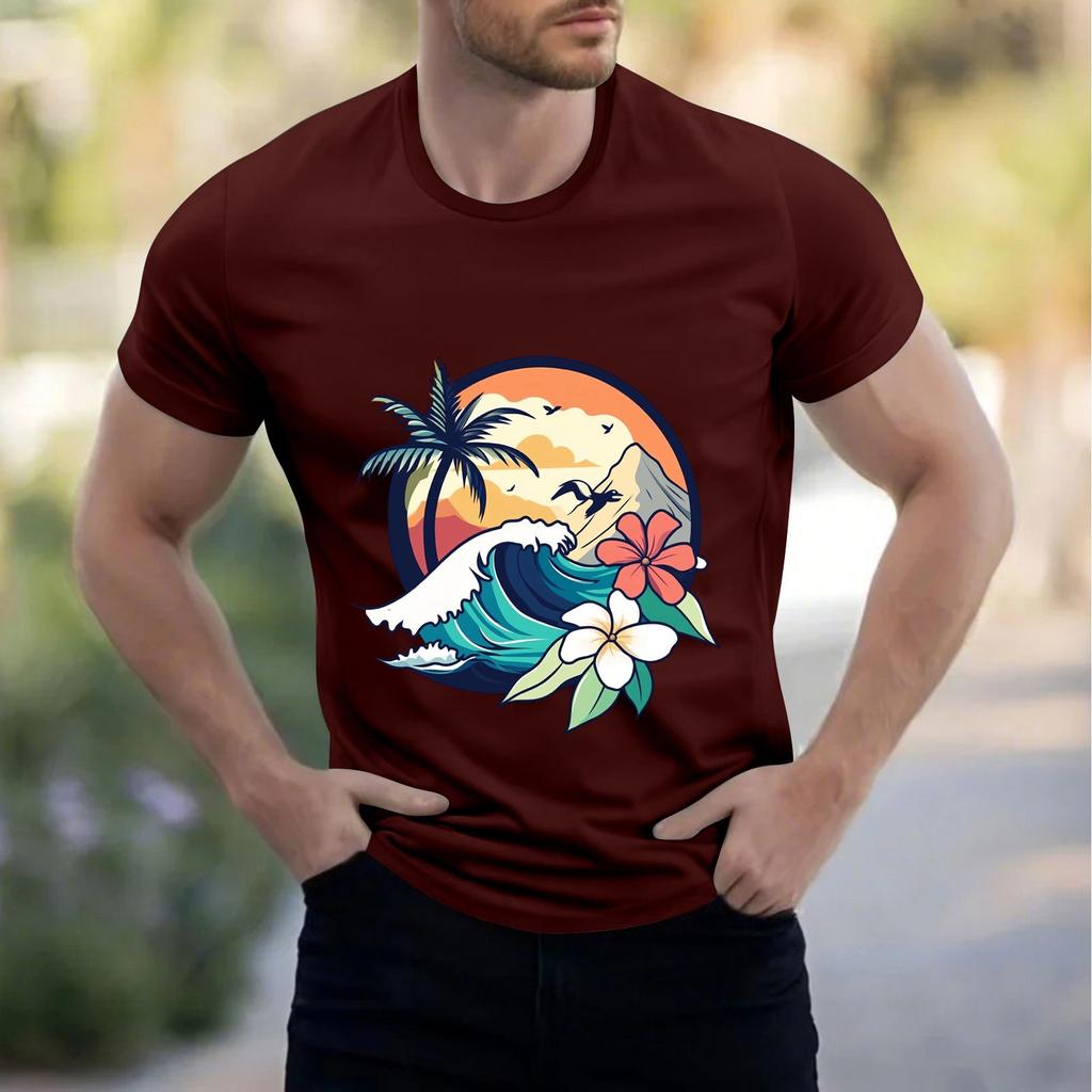 Men's Stand Collar Short Sleeve Shirt Loose Leisure Holiday Shirt Man